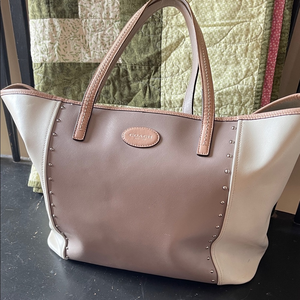 Coach Pink and Cream leather Tote Bag